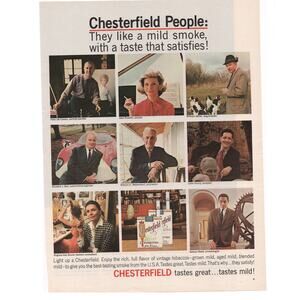 Chesterfield Cigarette Advertisement 1960s Color Vintage Tobacciana Celebrities